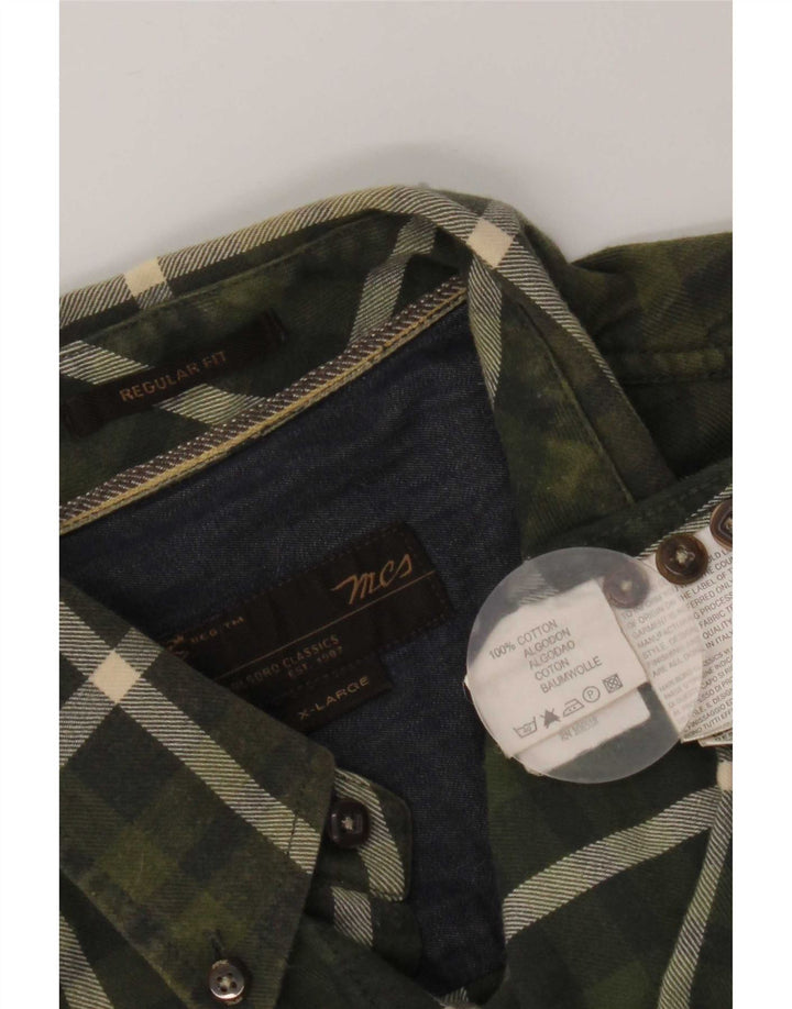 Marlboro Classics Mens Flannel Shirt XL Green Check Cotton