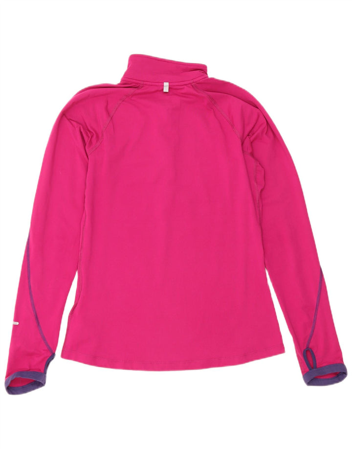 Nike Womens Dri Fit Zip Neck Pullover Tracksuit Top UK 10 Small Pink
