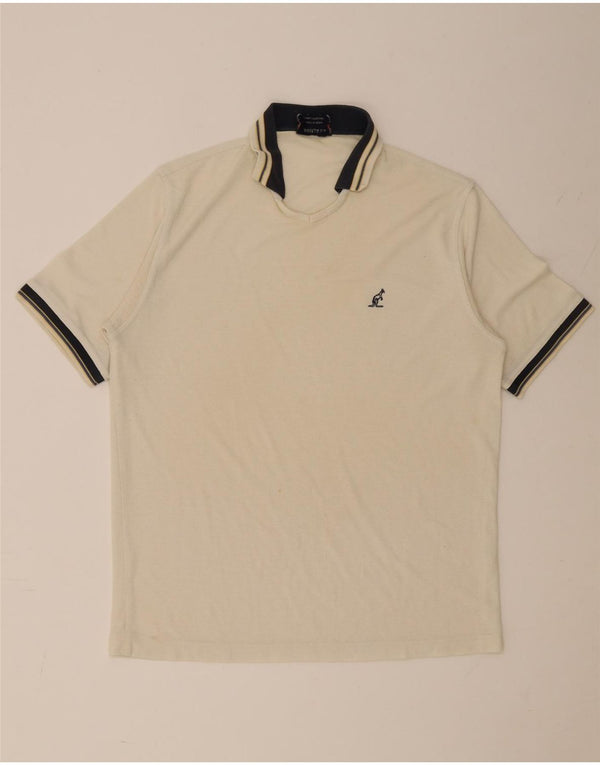 AUSTRALIAN L'ALPINA Mens Polo Shirt IT 48 Medium Beige Striped