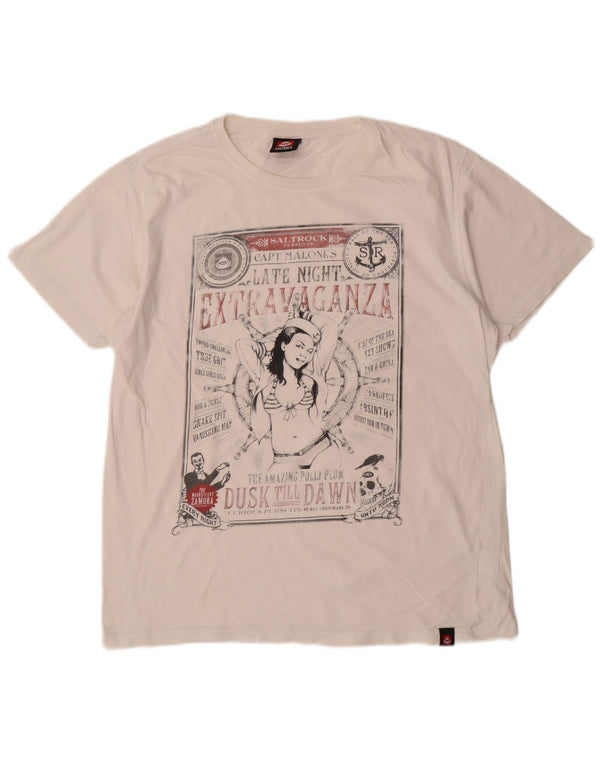 Saltrock Herre grafisk T-shirt Top Medium White
