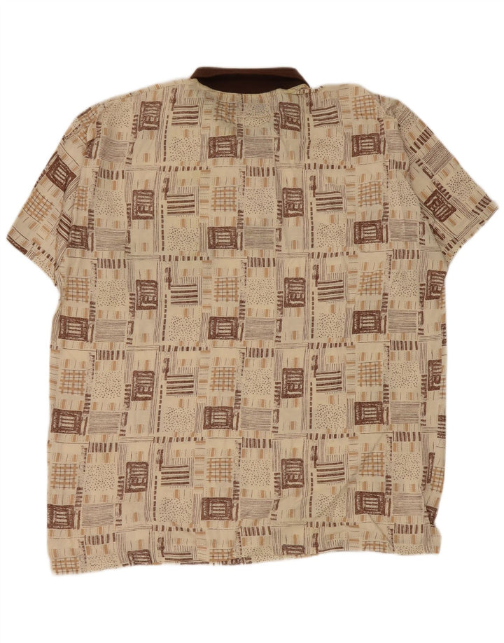 Vintage Mens Polo Shirt XL Beige Viscose