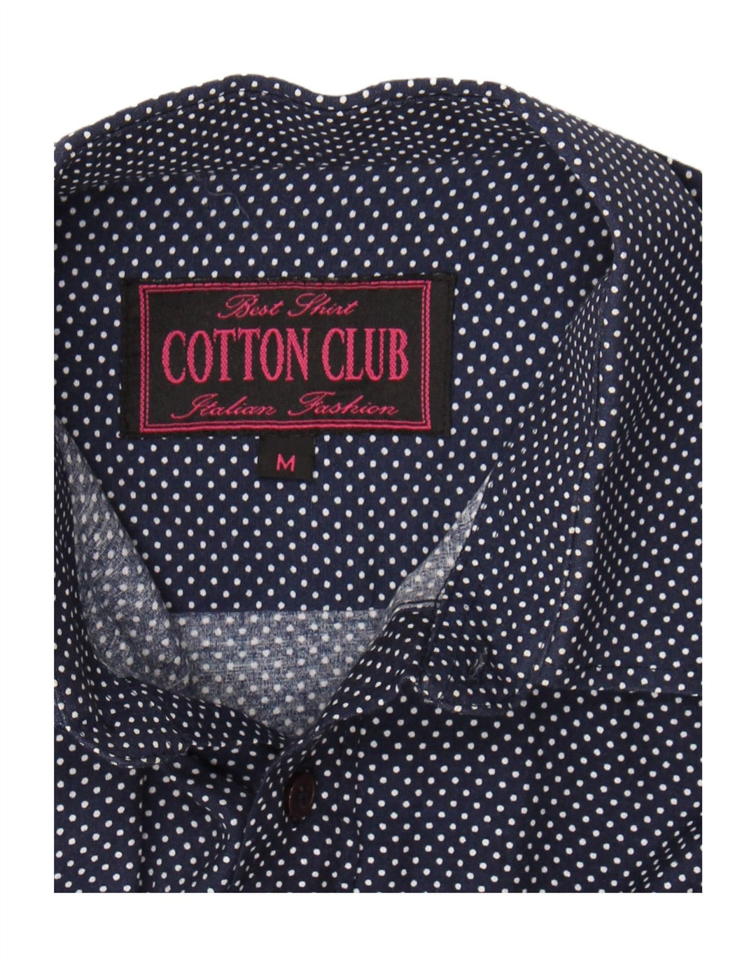COTTON CLUB Mens Short Sleeve Shirt Medium Navy Blue Polka Dot Vintage Cotton Club and Second-Hand Cotton Club from Messina Hembry 