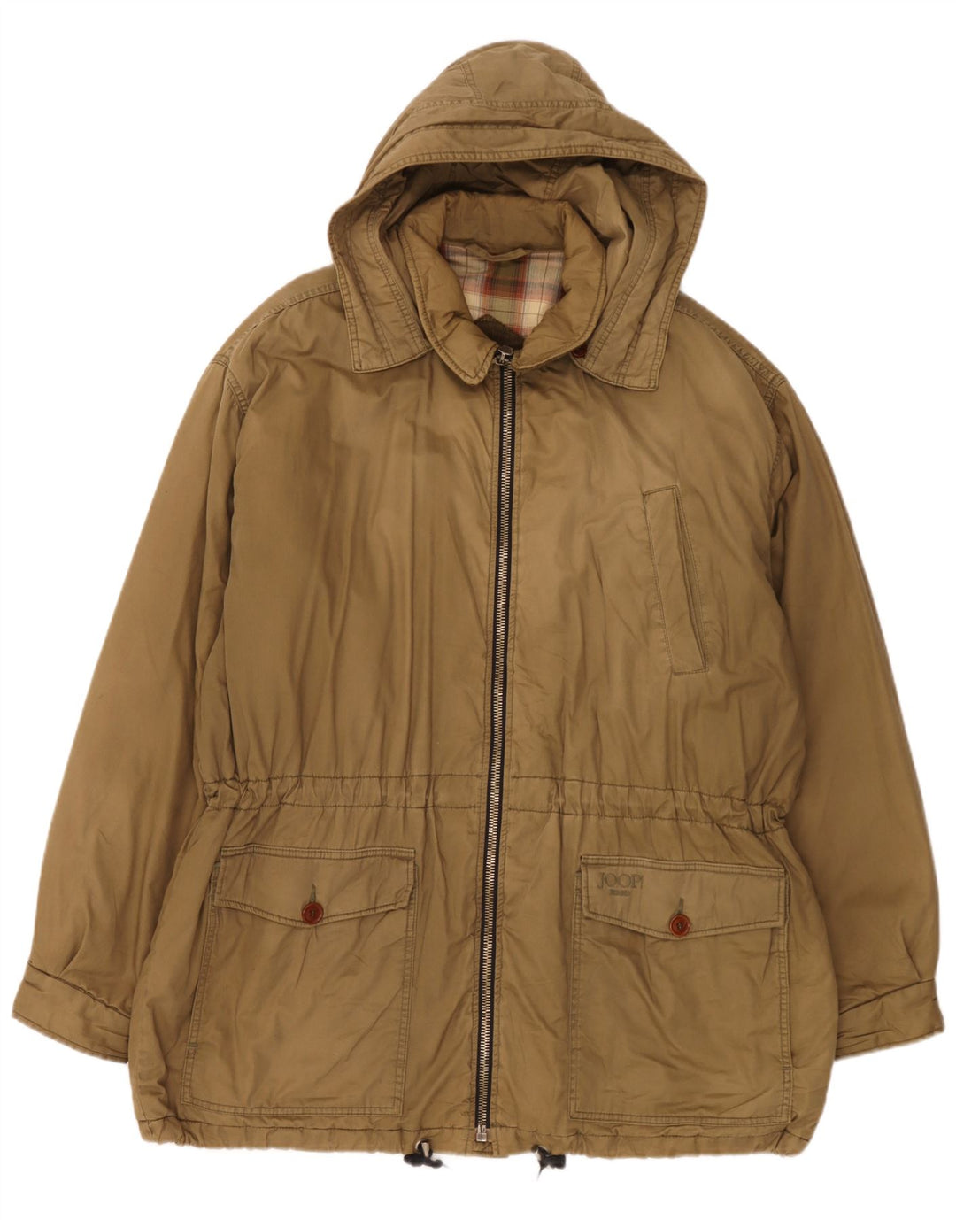 Joop Mens Hooded Parka Jacket IT 54 2XL Khaki Cotton