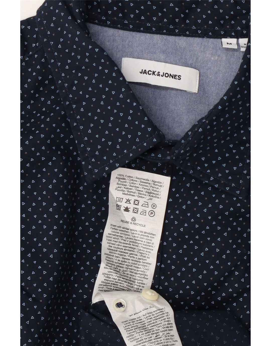 Cămașă Jack & Jones pentru bărbați, bumbac cu pete, albastru marin mediu
