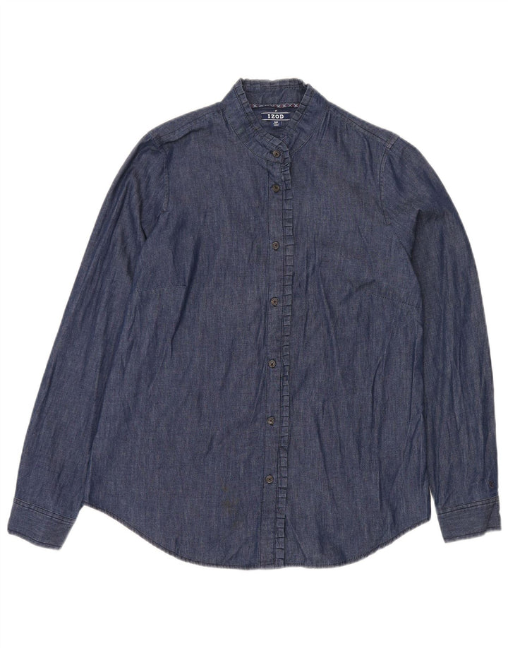 IZOD Womens Denim Shirt UK 10 Small Navy Blue Cotton