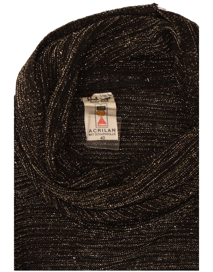 Vintage Dame Roll Neck Jumper Sweater EU 40 Medium Black Flecked