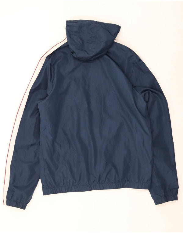 Jaqueta de chuva masculina Ellesse com capuz UK 42 XL azul colorblock poliéster