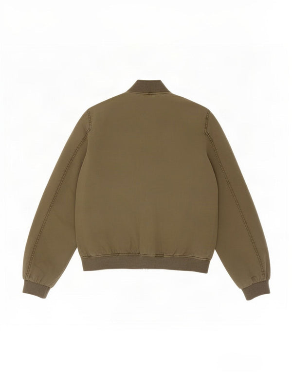 Zara Mens Bomber Jacket UK 36 Pequeno Algodão Cáqui
