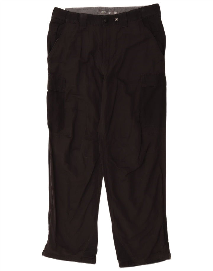 Gerade Herren-Cargohose von Marks & Spencer, W34, L29, Schwarz, Polyamid