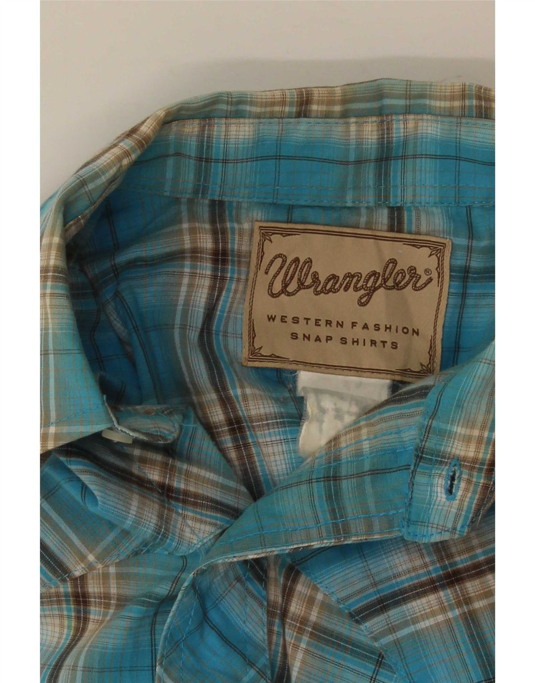 Wrangler Mens Western Short Sleeve Shirt Medium Blue Check
