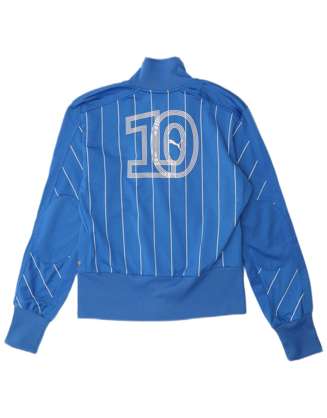 Puma Womens Graphic Tracksuit Top Jacket UK 10 Small Blue Pinstripe