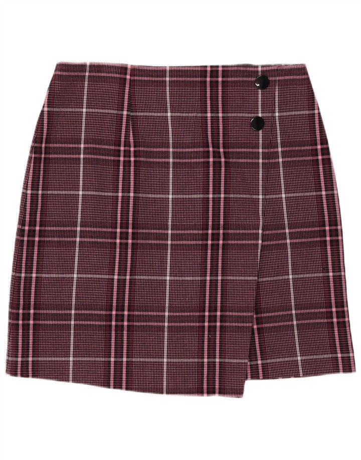 MARKS & SPENCER Womens Mini Wrap Skirt UK 16 Large W34  Purple Check