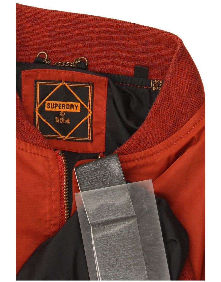 Женский бомбер оверсайз Superdry UK 8, маленький красный нейлон