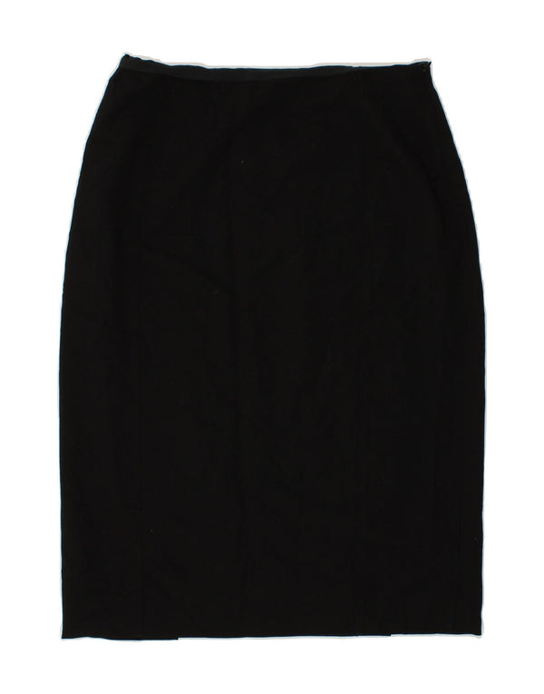 JAEGER Womens Midi Skirt UK 12 Medium W28  Black Wool