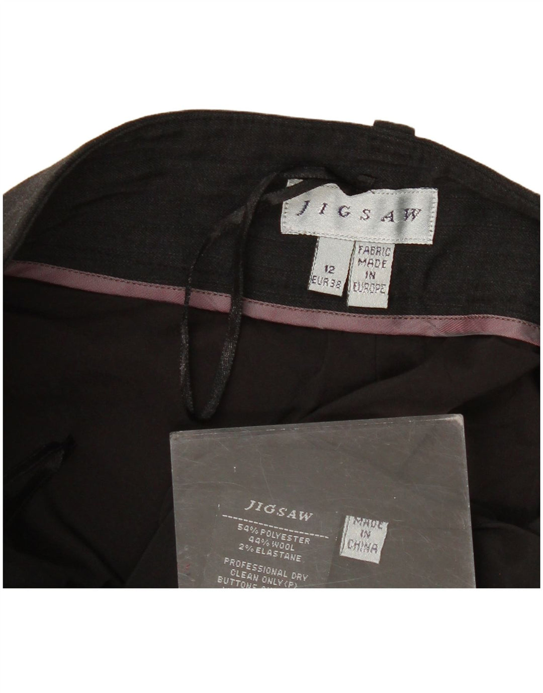JIGSAW Womens Straight Suit Trousers UK 12 Medium W34 L34 Grey Polyester