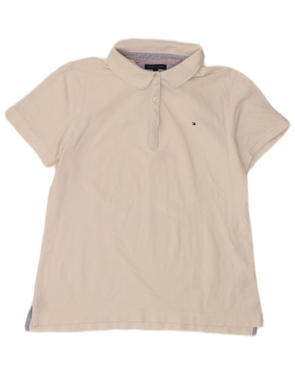 Tommy Hilfiger Womens Classic Fit Polo Shirt UK 16 Large White Cotton