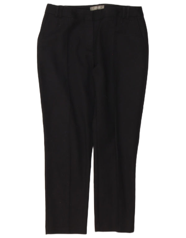 Oasis ženske ravne chino hlače UK 10 male W30 L26 crni pamuk