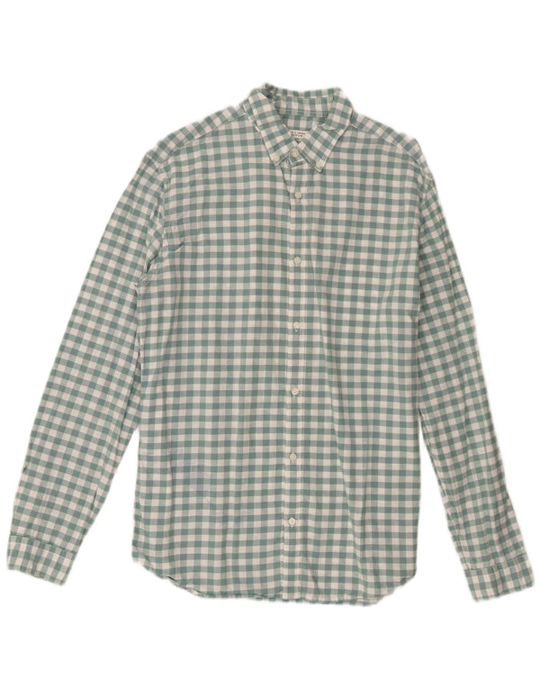Jack & Jones Mens Shirt Size 42 Large Green Gingham Cotton