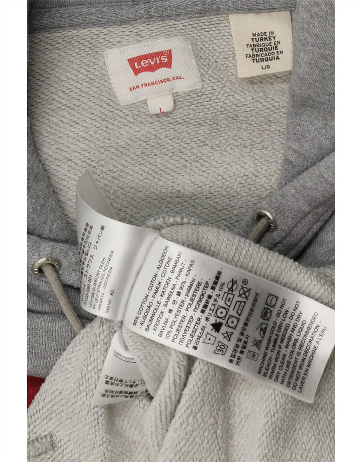 Levi's Mens Graphic Hoodie Jumper Large Grey Cotton
