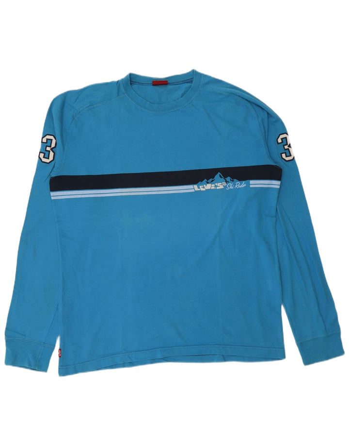 Levi's Grafisk Top Langærmet Herre Stor Blå Colourblock Bomuld