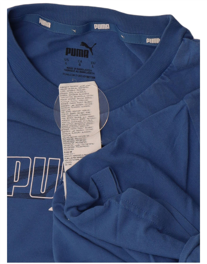 PUMA Mens Graphic T-Shirt Top Large Blue Cotton