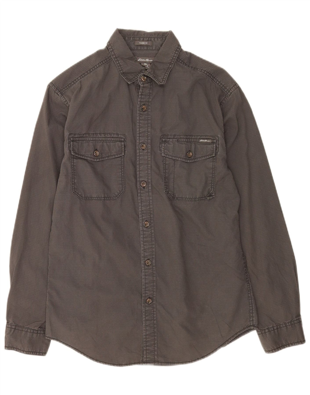 Eddie Bauer Mens Classic Fit Shirt Small Grey Cotton