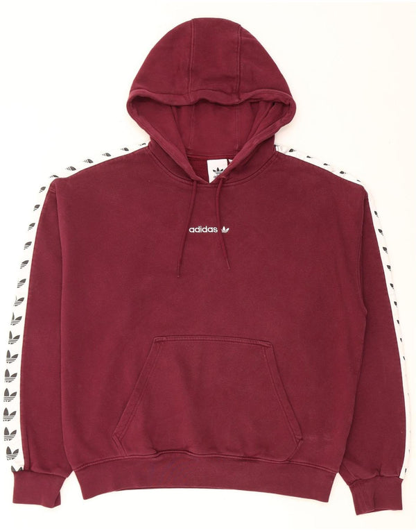 Felpa con cappuccio grafica da uomo Adidas, grande, in cotone color block bordeaux