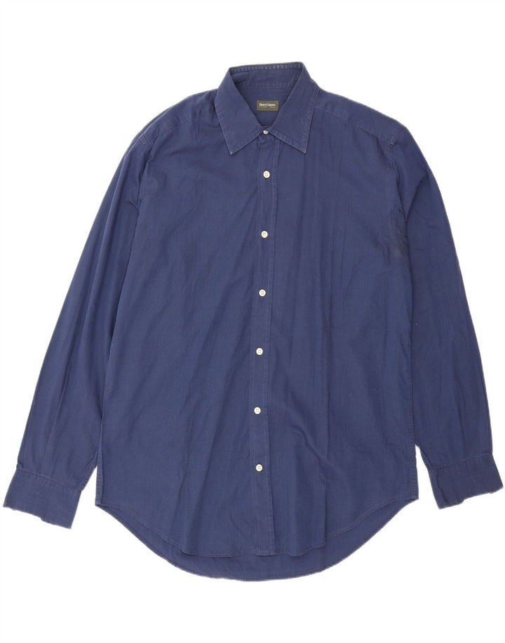 Henry Cottons Herreskjorte str. 42 Large Navy Blue Cotton