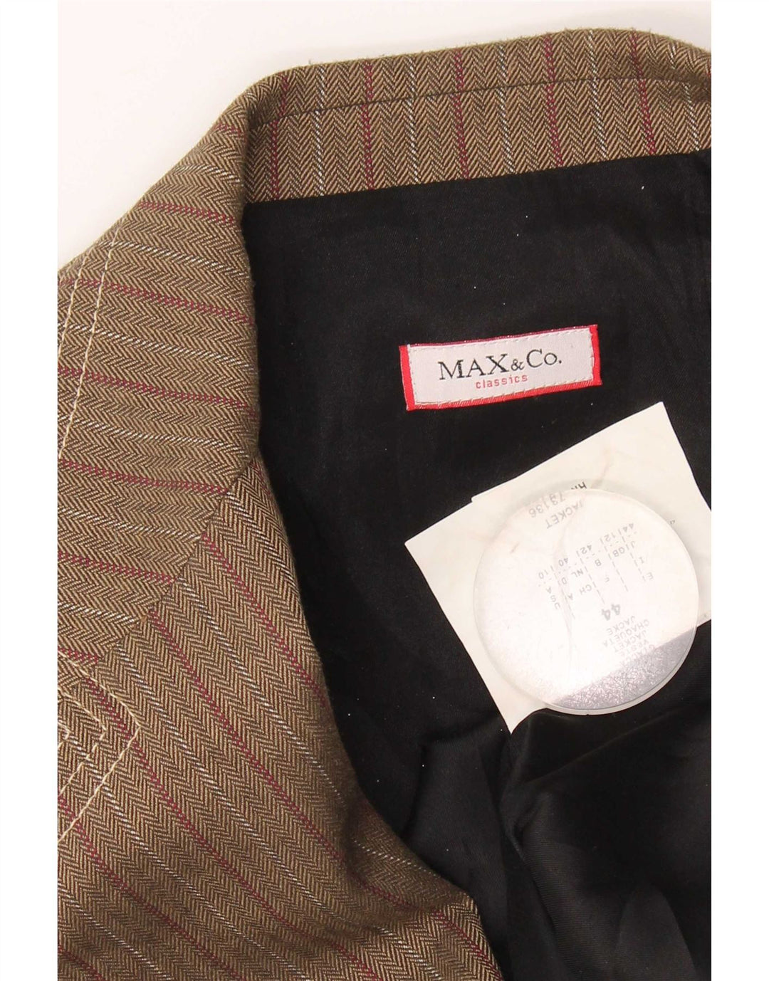 Женский пиджак Max & Co. на 3 пуговицах, Великобритания 12, средний коричневый в полоску из ацетата