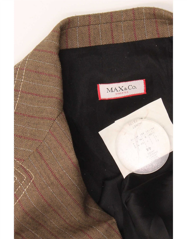 Женский пиджак Max & Co. на 3 пуговицах, Великобритания 12, средний коричневый в полоску из ацетата