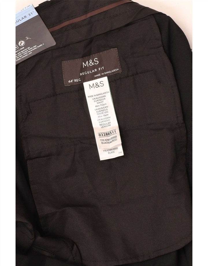 Calça Chino Masculina Marks & Spencer Regular Fit W44 L31 Poliéster Preto