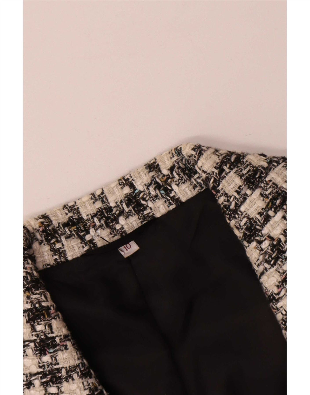 Giacca blazer vintage da donna a 3 bottoni UK 10 piccolo pied de poule nero