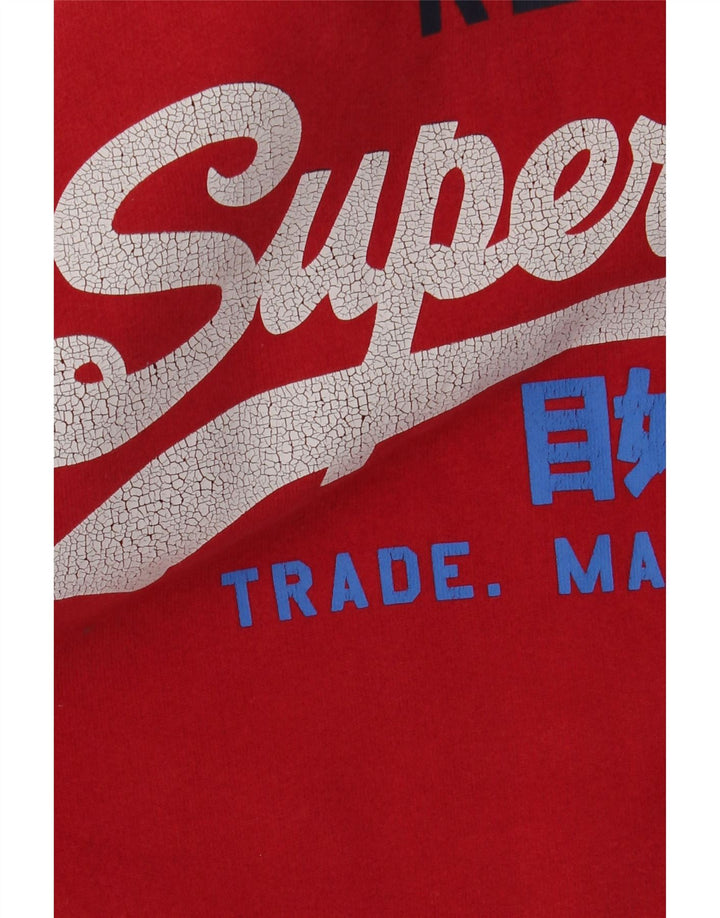 SUPERDRY Mens Graphic Hoodie Jumper Medium Red Cotton