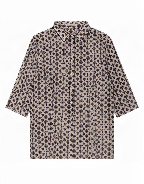 Abito camicia da donna con maniche a 3/4 Enara Camice UK 14 Medio Bianco floreale