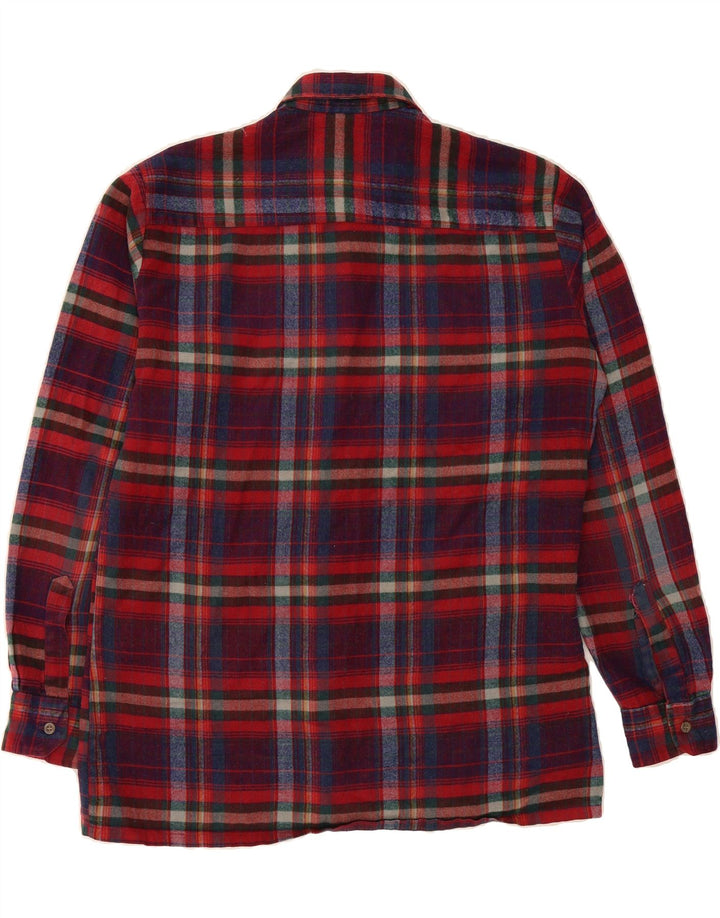 VINTAGE Mens Overshirt Shirt Size 39/40 Medium Red Check Polyacrylic Vintage Vintage and Second-Hand Vintage from Messina Hembry 