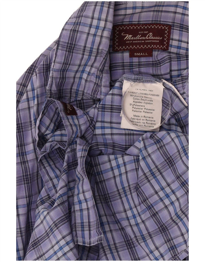 Marlboro Classics Mens Shirt Small Blue Check Cotton