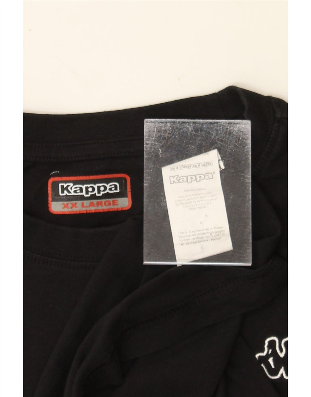 KAPPA Mens T-Shirt Top 2XL Black Cotton Vintage Kappa and Second-Hand Kappa from Messina Hembry 