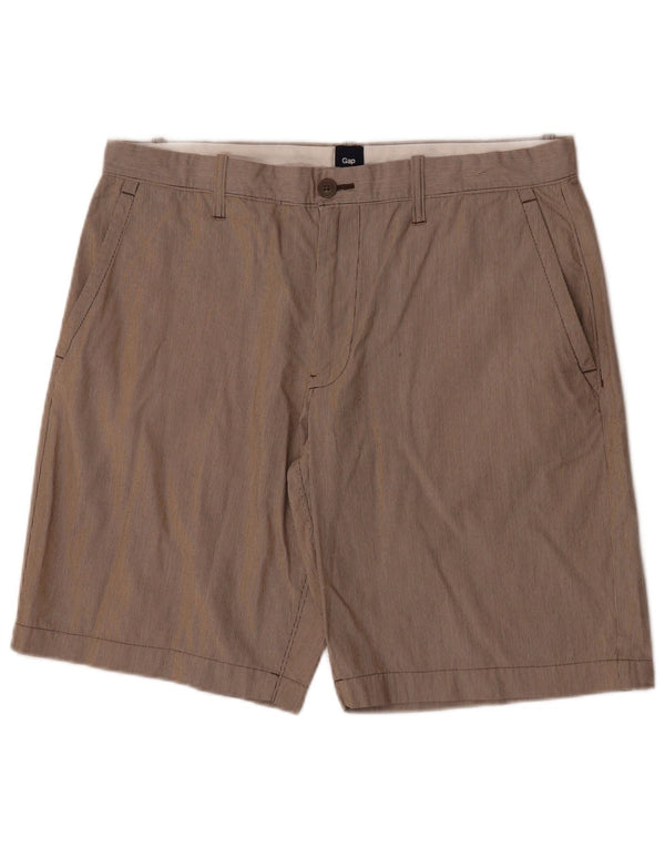 Gap Mens Chino Shorts W34 Large Beige Pinstripe Cotton