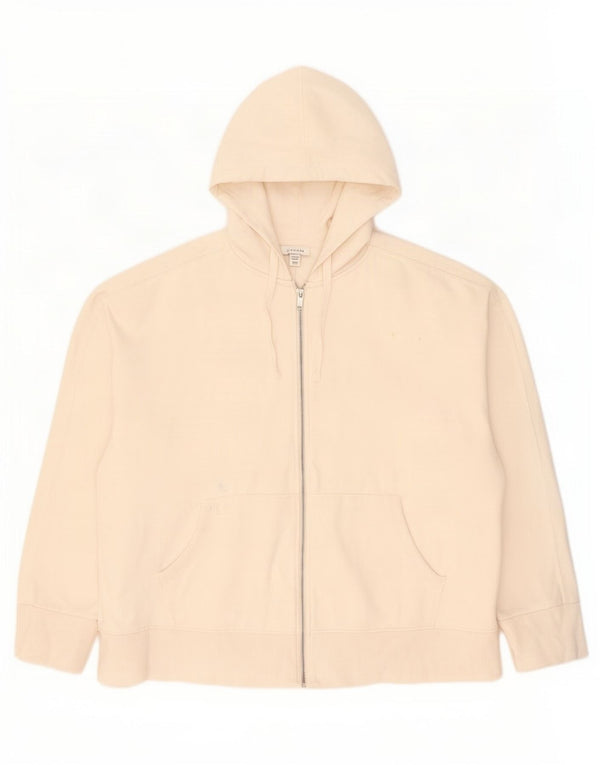 Maglione con cappuccio e zip oversize da donna Topshop UK 14 cotone bianco sporco medio