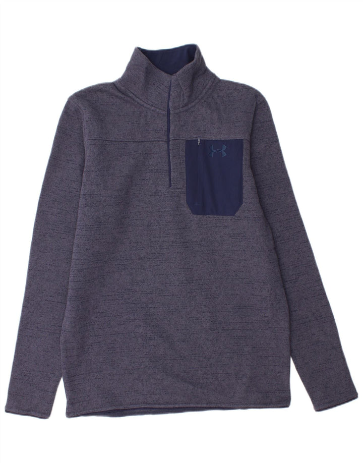Under Armour Mens Button Neck Sweatshirt Jumper Small Purple Polyester