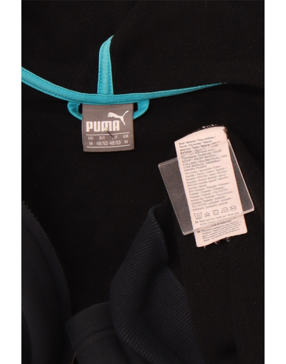 PUMA Mens Graphic Zip Hoodie Sweater Medium Navy Blue Cotton