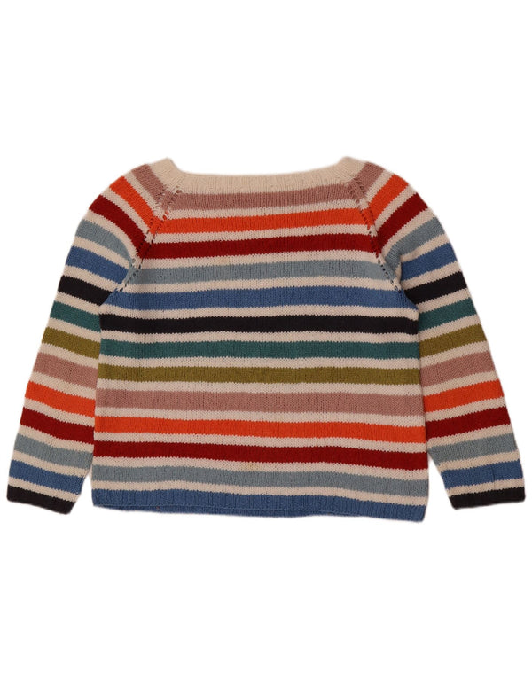 Vintage Dame Boat Neck Jumper Sweater UK 14 Medium Flerfarvet Stribet