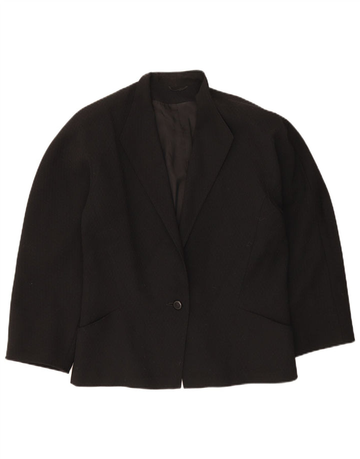Giacca blazer da donna a 1 bottone Max Mara UK 16 grande lana vergine nera