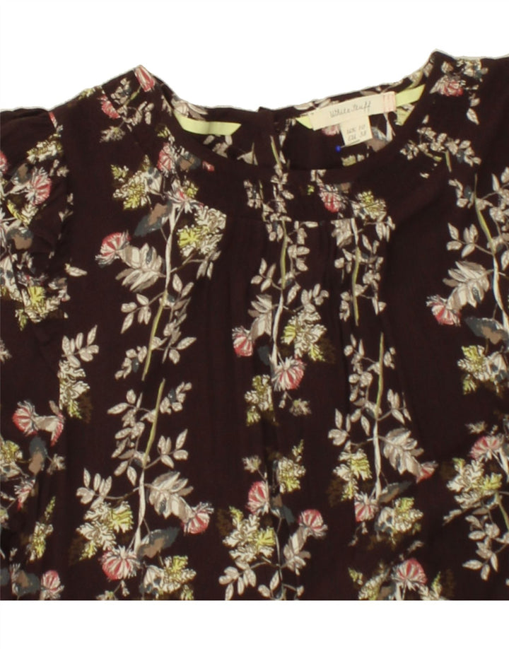 WHITE STUFF Womens Long Sleeve Basic Dress UK 10 Small Brown Floral Vintage White Stuff and Second-Hand White Stuff from Messina Hembry 