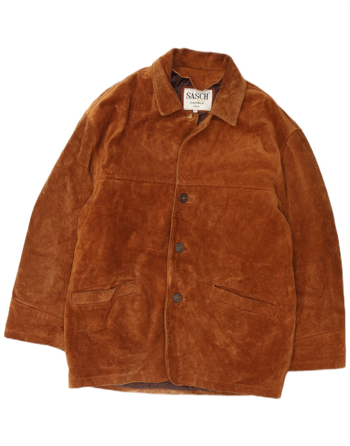 Sasch Herren Wildlederjacke UK 38 Mittelbraunes Leder