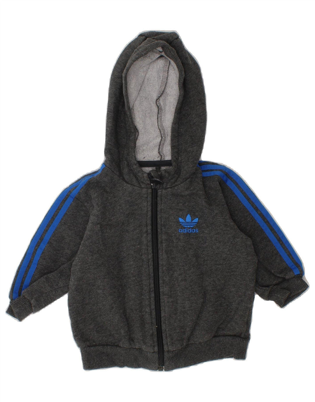 ADIDAS Baby Boys Zip Hoodie Sweater 6-9 Months Grey Cotton Vintage Adidas and Second-Hand Adidas from Messina Hembry 