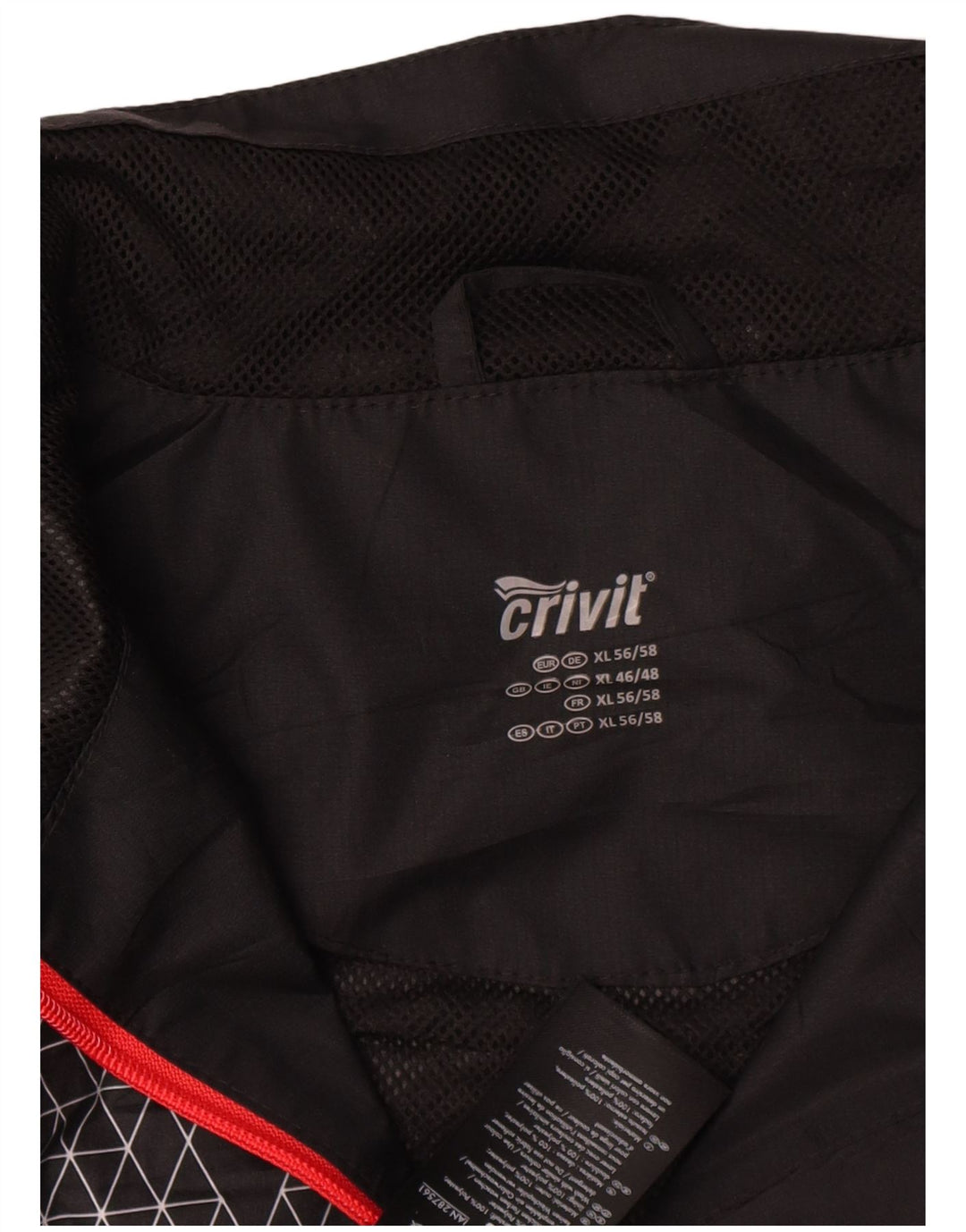 Crivit Mens Rain Jacket UK 46/48 XL Black Geometric Polyester