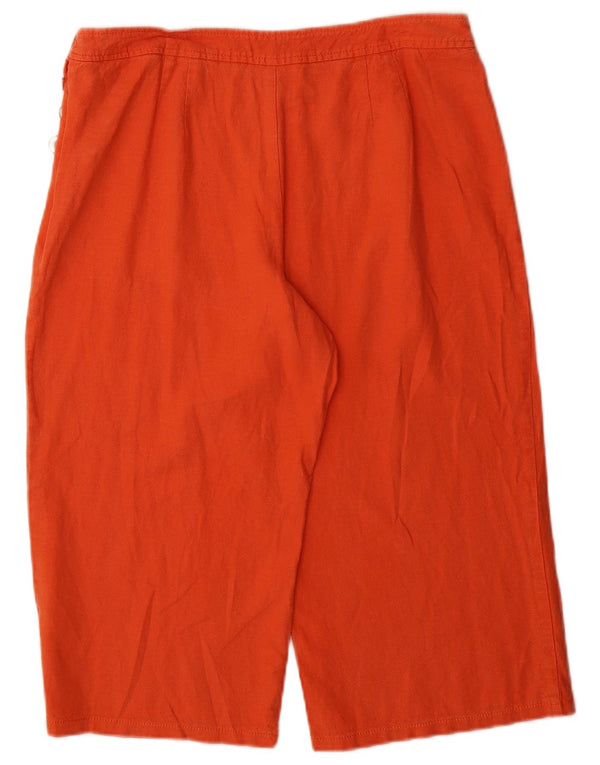 Marks & Spencer Womens Capri Trousers UK 14 Large W32 L20 Orange Linen