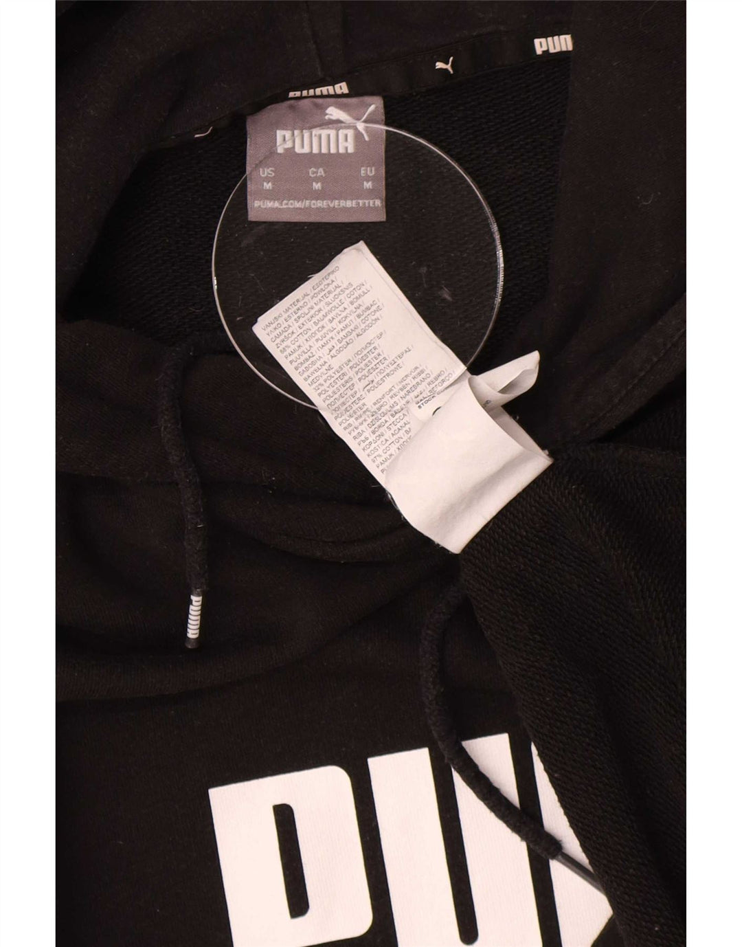 Puma Mens Graphic Hoodie Jumper Medium Black Cotton