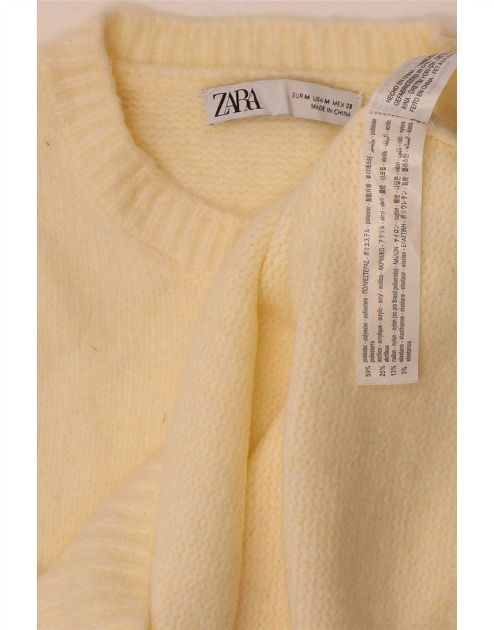 Zara Womens Vest Tank Top UK 12 Médio Off White Poliéster